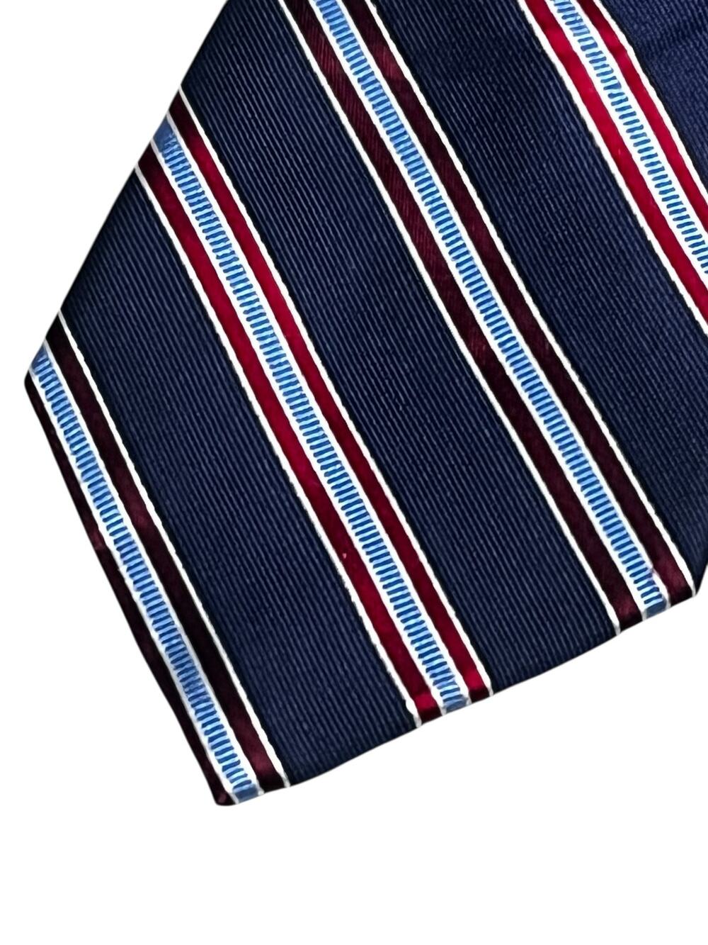 Nautica 100% Silk men’s tie Navy Red striped